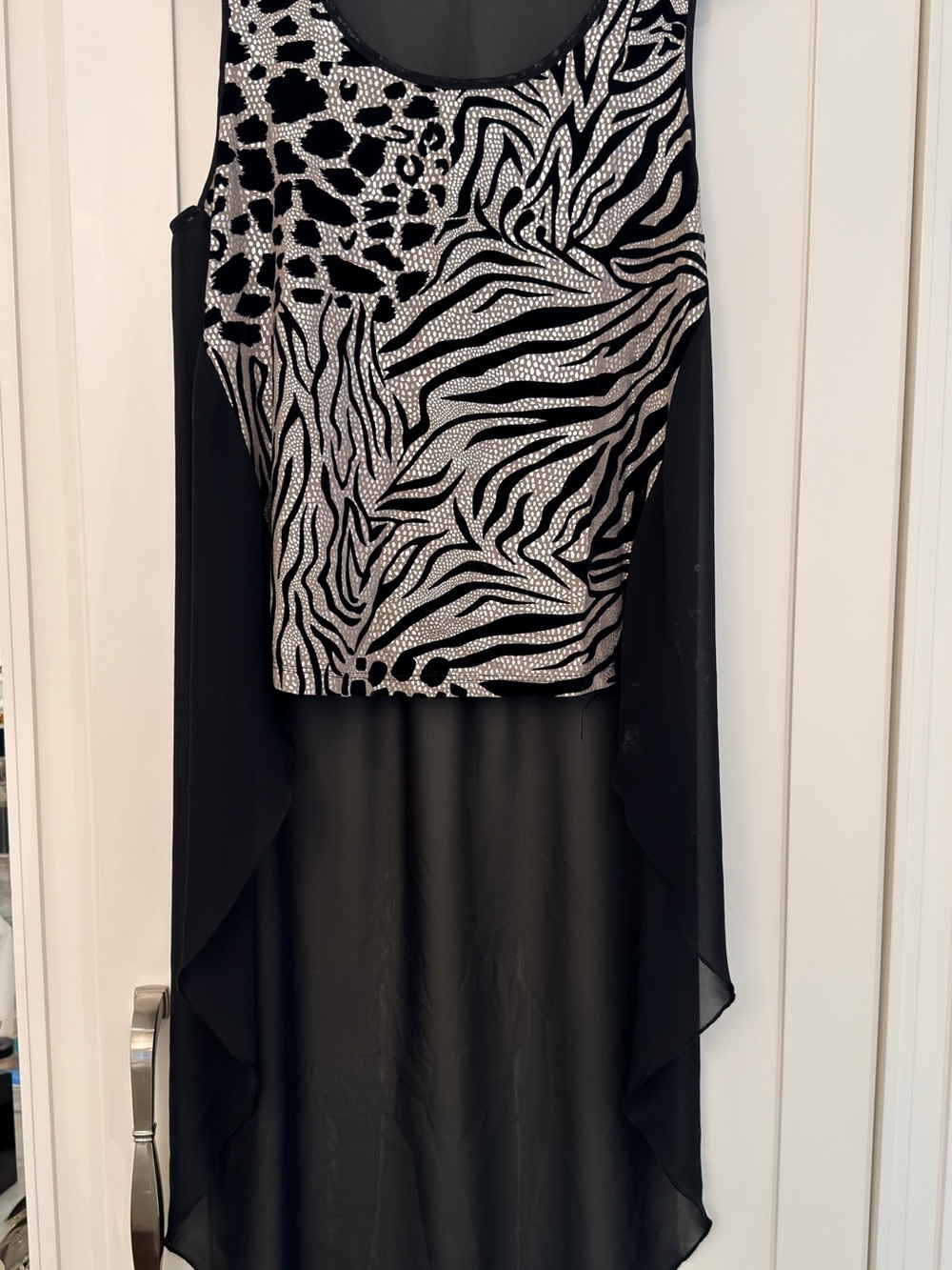 Elegant Black Chiffon Overlay Dress – Size L